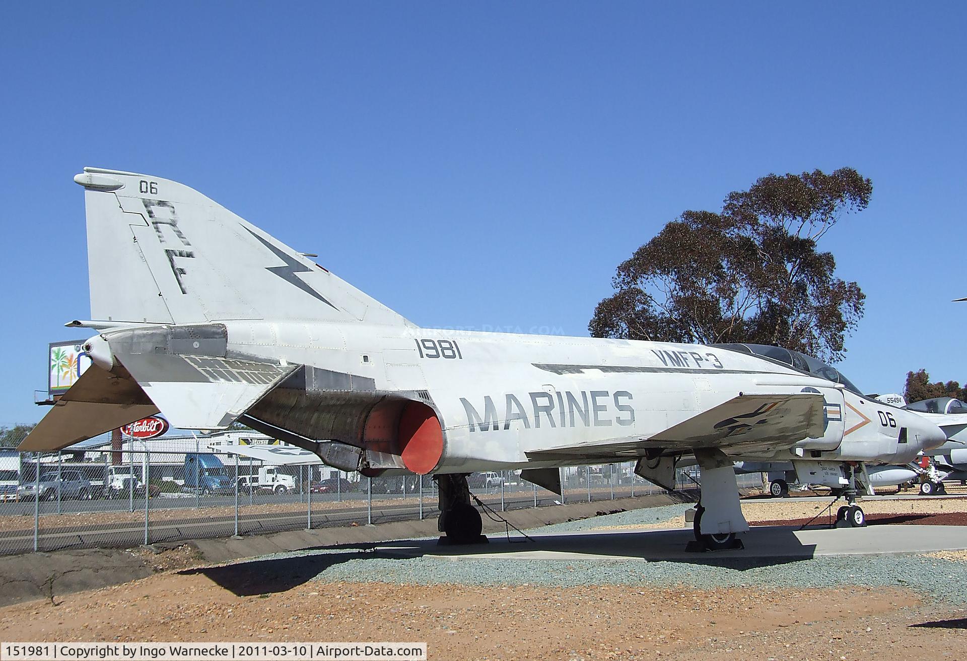 151981, McDonnell RF-4B Phantom C/N 1012, McDonnell Douglas RF-4B Phantom II at the Flying Leatherneck Aviation Museum, Miramar CA