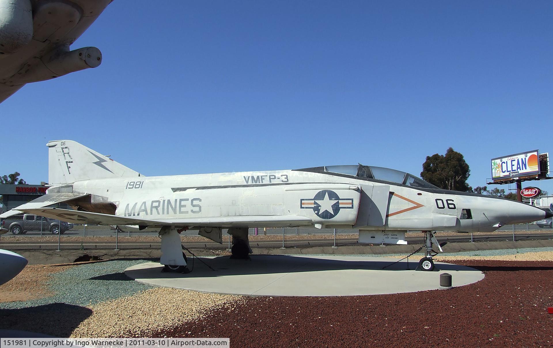 151981, McDonnell RF-4B Phantom C/N 1012, McDonnell Douglas RF-4B Phantom II at the Flying Leatherneck Aviation Museum, Miramar CA