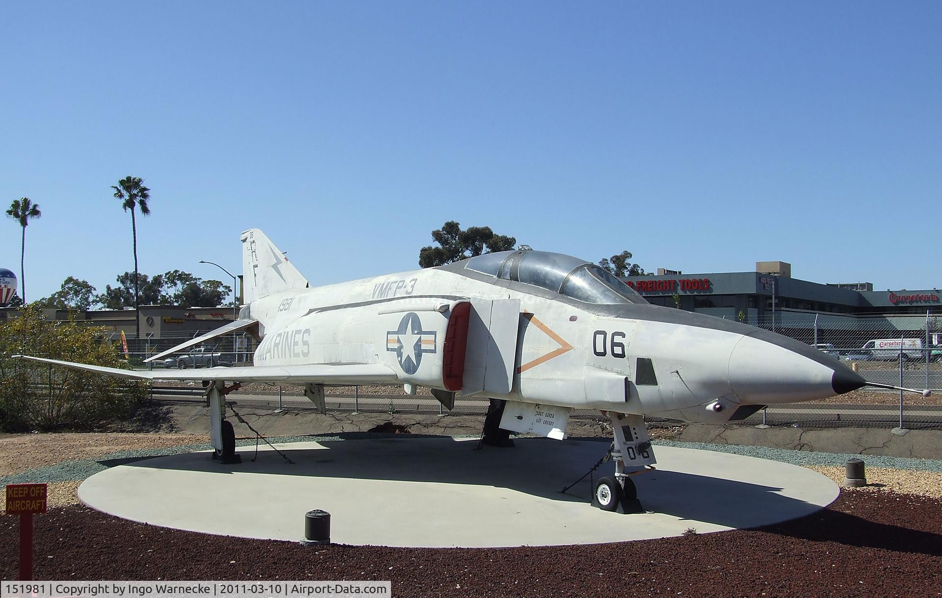 151981, McDonnell RF-4B Phantom C/N 1012, McDonnell Douglas RF-4B Phantom II at the Flying Leatherneck Aviation Museum, Miramar CA