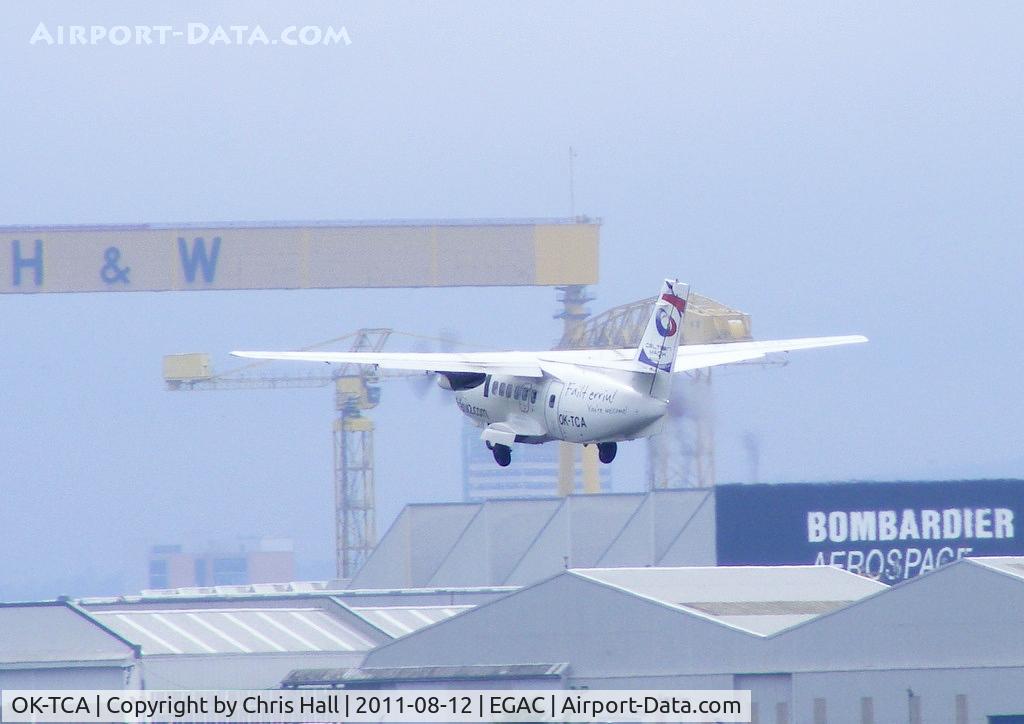 OK-TCA, 1990 Let L-410UVP-E Turbolet C/N 902431, departing from Belfast City Airport