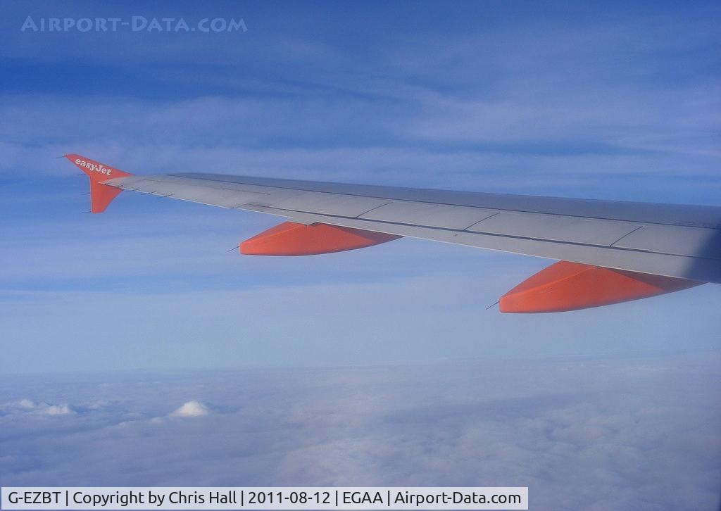 G-EZBT, 2007 Airbus A319-111 C/N 3090, enroute from Liverpool to Belfast International