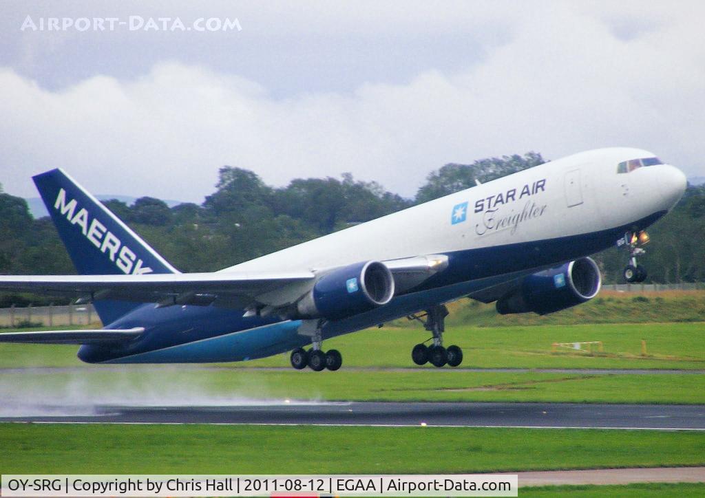 OY-SRG, 1986 Boeing 767-219 (ER) C/N 23328, Star Air B767 departing from Belfast International