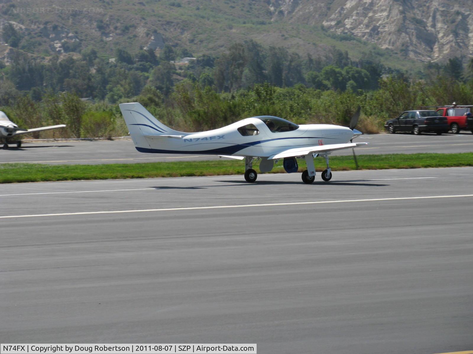 N74FX, 2007 Lancair Legacy C/N L2K-283, 2007 Larson LANCAIR LEGACY, Continental IO-550 300 Hp speedster, landing roll Rwy 22. Note: spoilers up