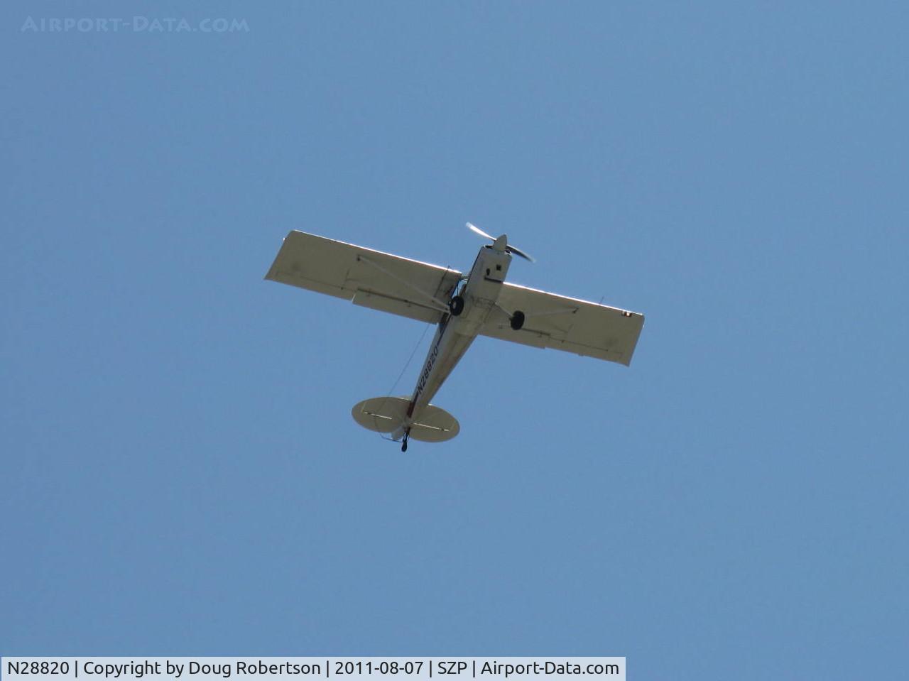N28820, 1987 Christen A-1 Husky C/N 1014, 1987 Christen A-1 HUSKY, Lycoming O&VO-360 180 Hp, Micro vortex generators, spectacular max rate takeoff climb to pattern altitude over Rwy 22. Banner tow grapnel line visible-not released yet