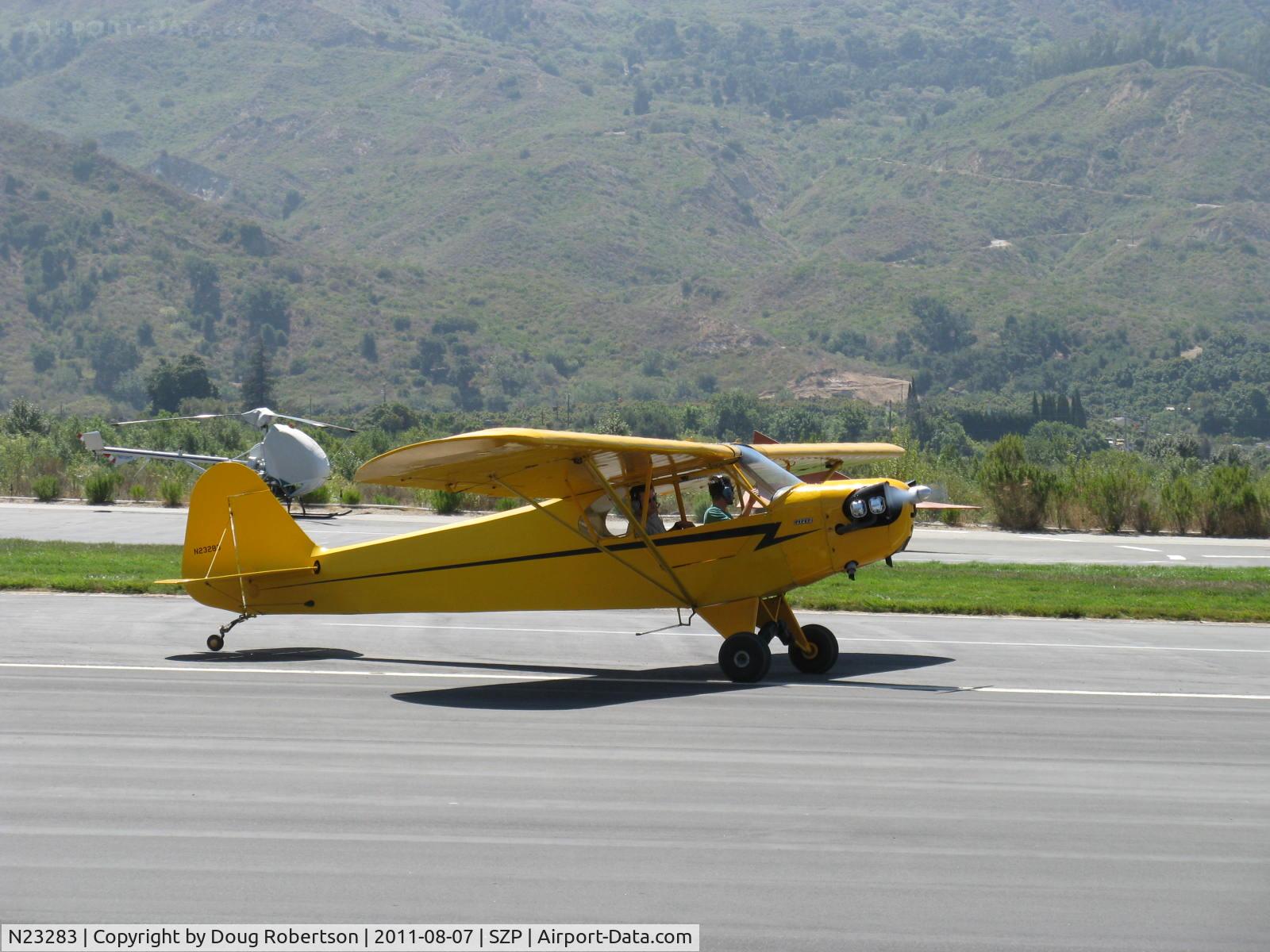 N23283, 1939 Piper J3C-65 Cub Cub C/N 3038, 1939 Piper J3C-65 CUB, Continental A&C65 65 Hp, landing roll Rwy 22