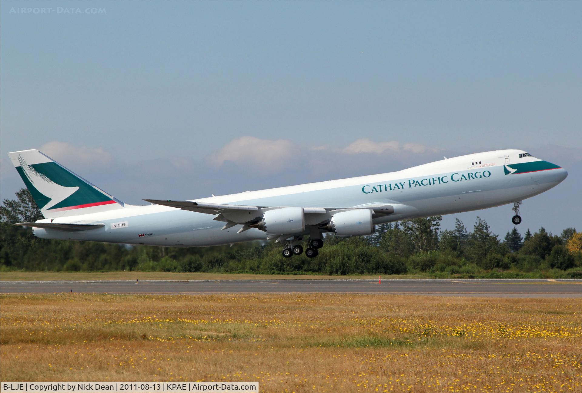 B-LJE, 2011 Boeing 747-867F/SCD C/N 39242, KPAE/PAE Boeing 555 departing on first flight, this is the 8th 747-8 to fly. (8 for 8 so far)