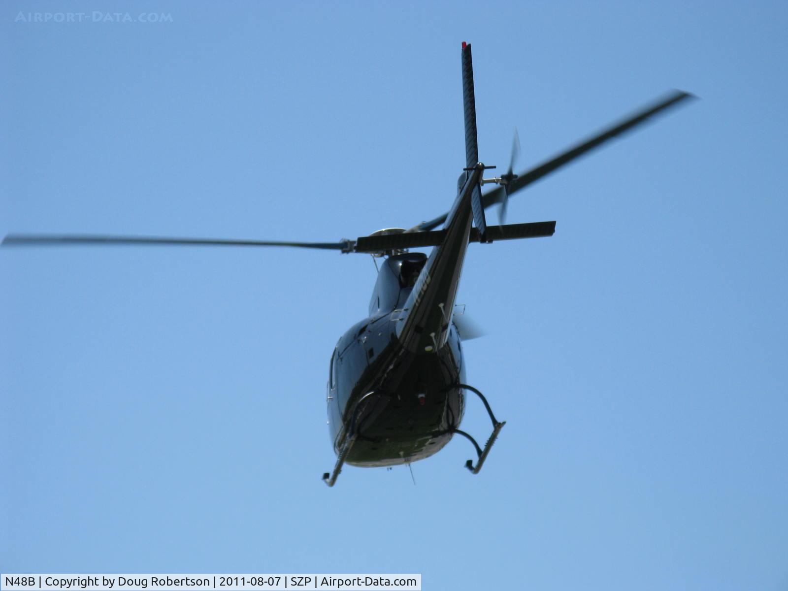 N48B, Aerospatiale AS-350B Ecureuil C/N 1481, Aerospatiale AS 350B ECUREUIL (SQUIRREL), one Turbomecha Arriel Turboshaft 641 shp, 6 place, departure overhead