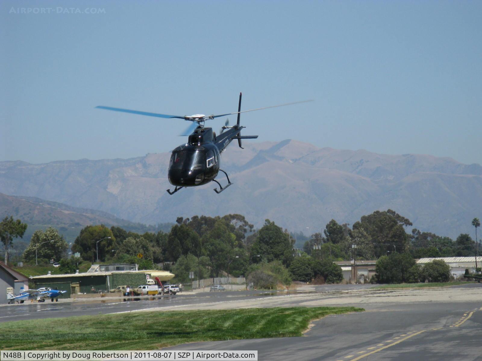N48B, Aerospatiale AS-350B Ecureuil C/N 1481, Aerospatiale AS 350B ECUREUIL (SQUIRREL), one Turbomecha Arriel Turboshaft 641 shp, 6 place, departure from SZP Helipad