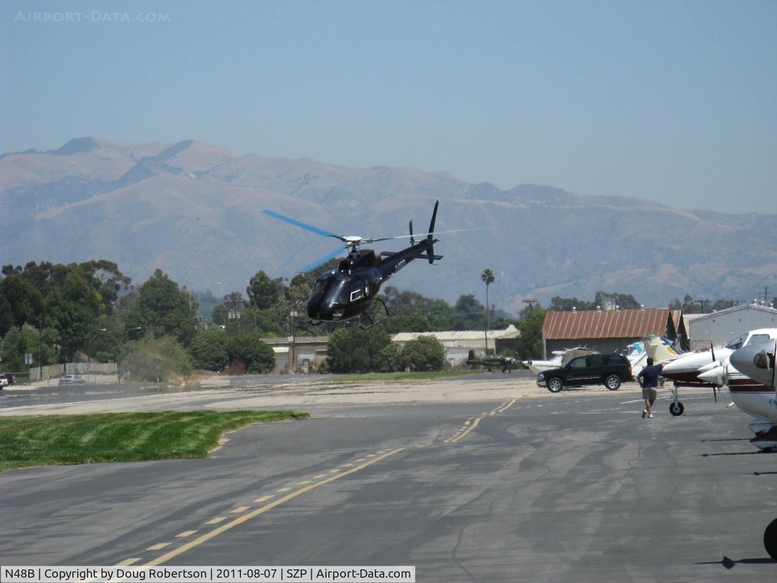 N48B, Aerospatiale AS-350B Ecureuil C/N 1481, Aerospatiale AS 350B ECUREUIL (SQUIRREL), one Turbomecha Arriel Turboshaft 641 shp, 6 place, departing SZP Helipad