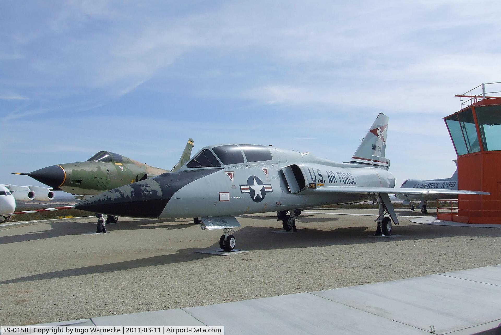 59-0158, 1959 Convair QF-106B Delta Dart C/N 8-32-10, Convair F-106B (ex QF-106B) Delta Dart at the Century Circle display outside the gate of Edwards AFB, CA
