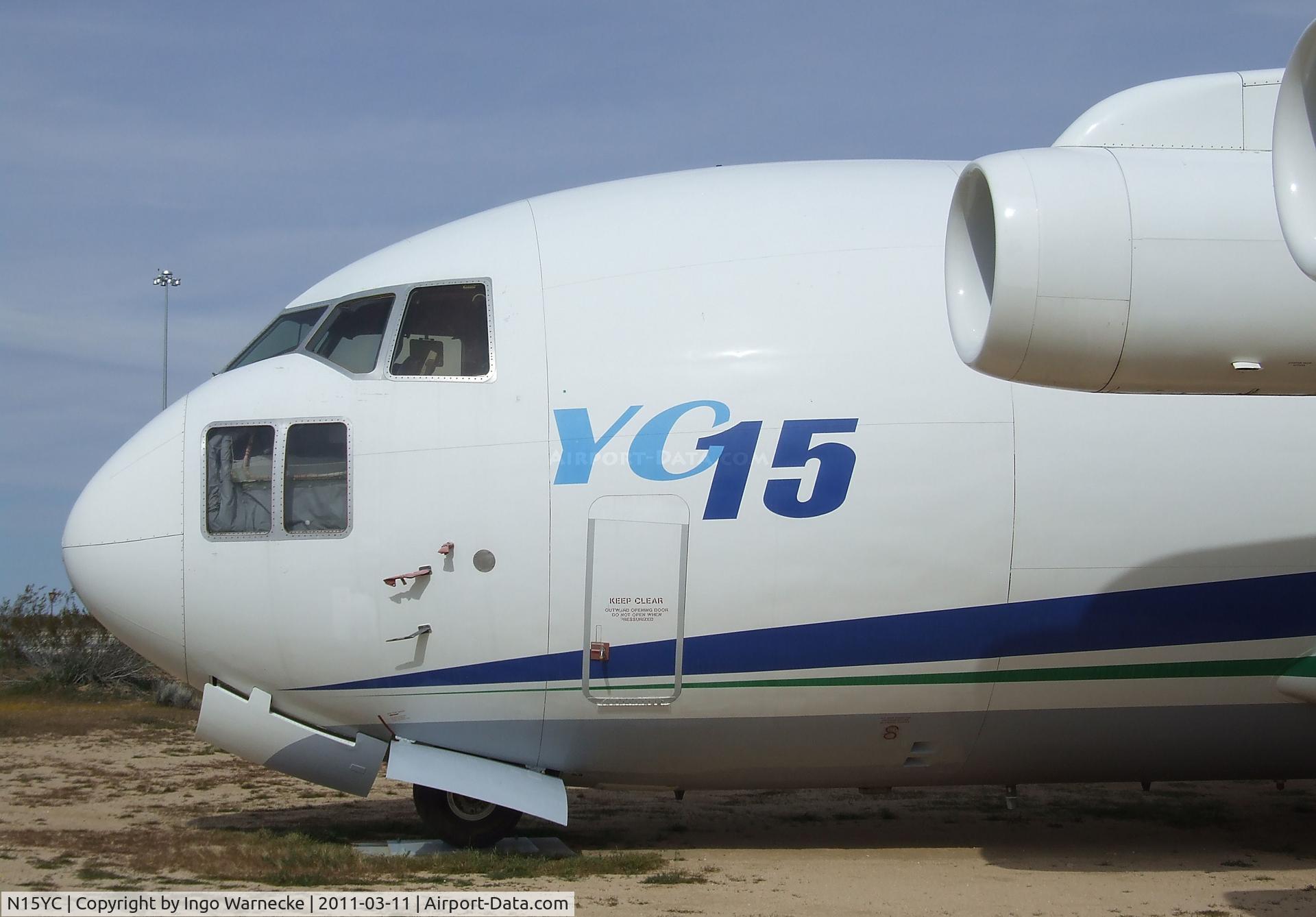 N15YC, 1972 McDonnell Douglas YC-15 C/N 72-01875, McDonnell Douglas YC-15 (now pretending to be a Boeing airplane) at the Century Circle display outside the gate of Edwards AFB, CA