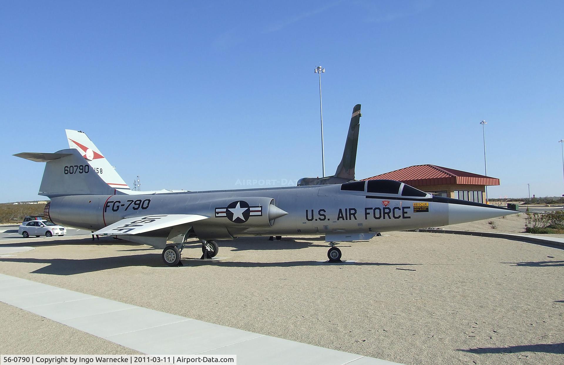 56-0790, Lockheed F-104A Starfighter C/N 187-1078, Lockheed F-104A Starfighter at the Century Circle display outside the gate of Edwards AFB, CA