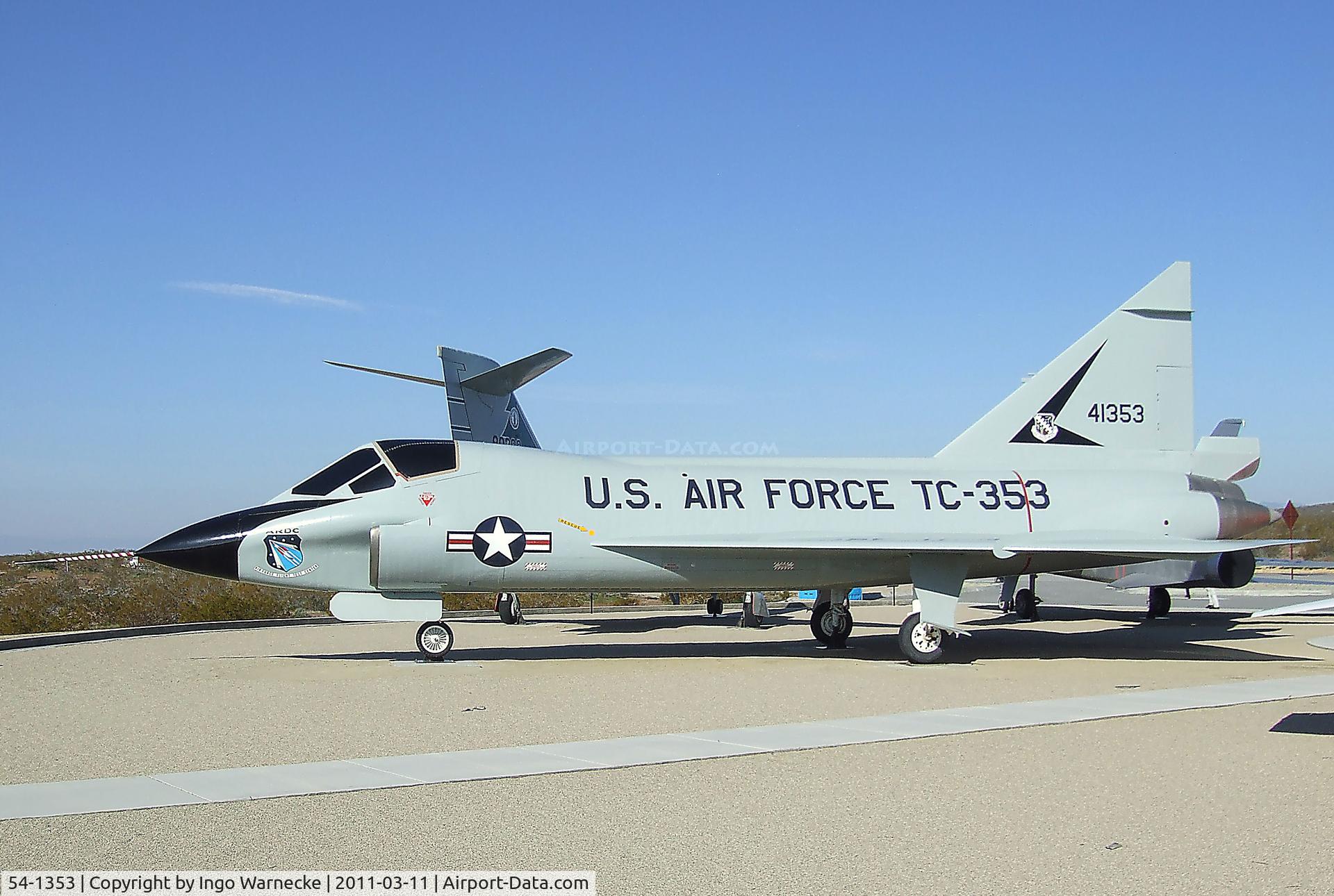 54-1353, 1954 Convair TF-102A Delta Dagger C/N 8-12-3, Convair TF-102A Delta Dagger at the Century Circle display outside the gate of Edwards AFB, CA