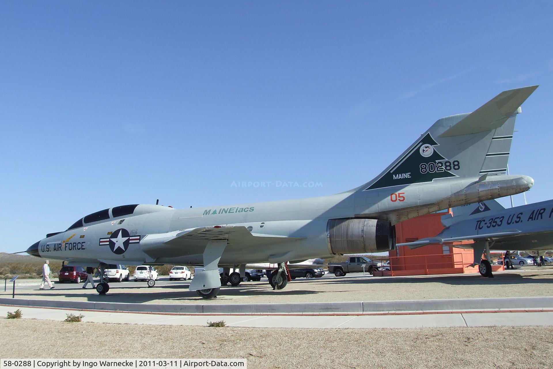 58-0288, 1958 McDonnell F-101B Voodoo C/N 660, McDonnell F-101B Voodoo at the Century Circle display outside the gate of Edwards AFB, CA