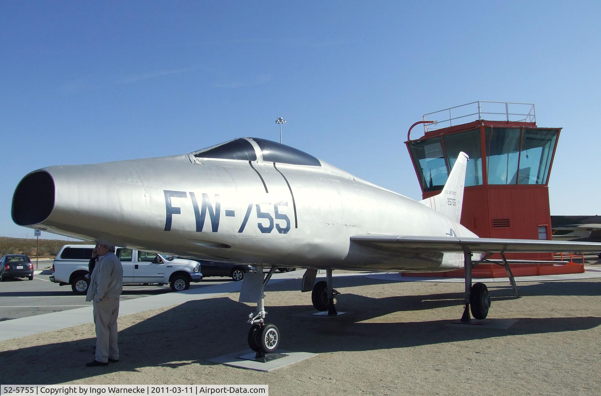 52-5755, North American YF-100A Super Sabre C/N 180-2, North American YF-100A Super Sabre at the Century Circle display outside the gate of Edwards AFB, CA