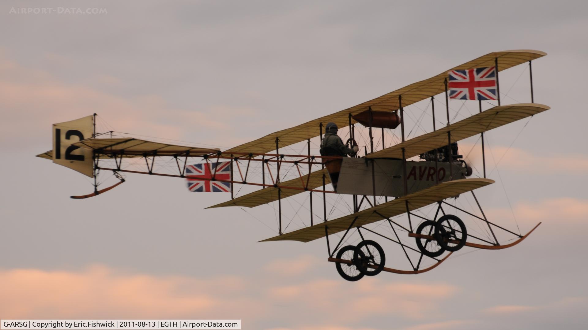 G-ARSG, 1964 Avro Roe Triplane Type IV replica C/N TRI.1, G-ARSG at Shuttleworth Evening Air Display, August 2011