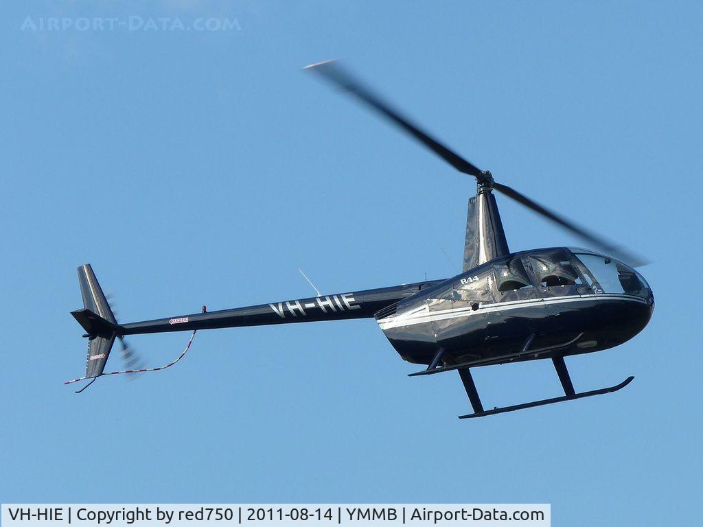 VH-HIE, 2001 Robinson R44 C/N 1112, Robinson R44 VH-HIE approaching the helipad at Moorabbin