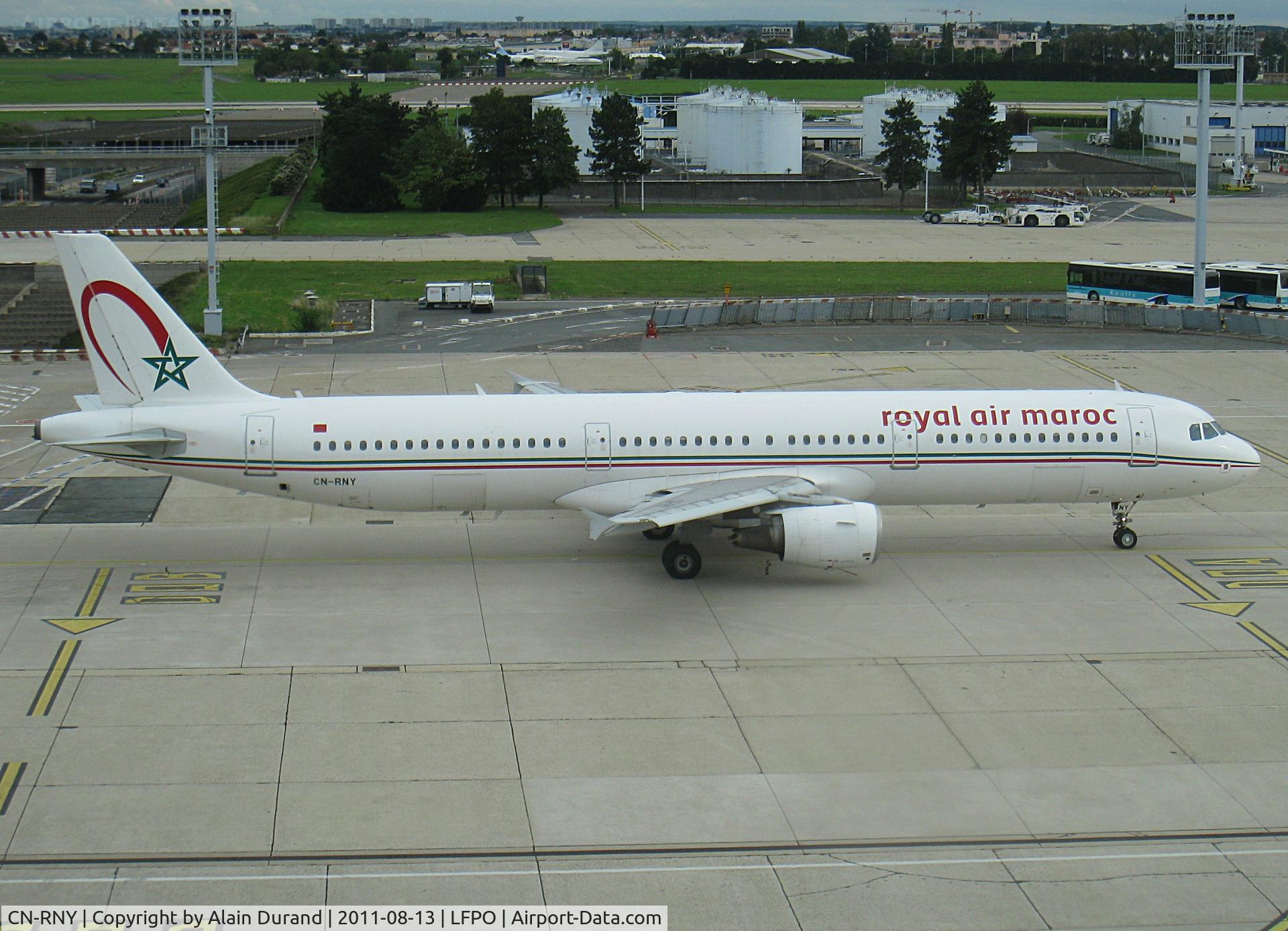 CN-RNY, 2003 Airbus A321-211 C/N 2076, One of four front line fleet members not manufactured by Boeing, November Yankee was taxying to runway 24/06 in anticipation of the return leg to Casablanca.