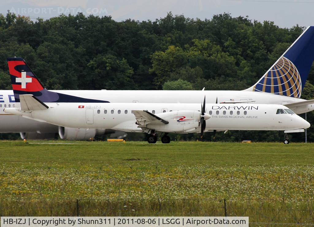 HB-IZJ, 1995 Saab 2000 C/N 2000-015, Ready for take off rwy 23