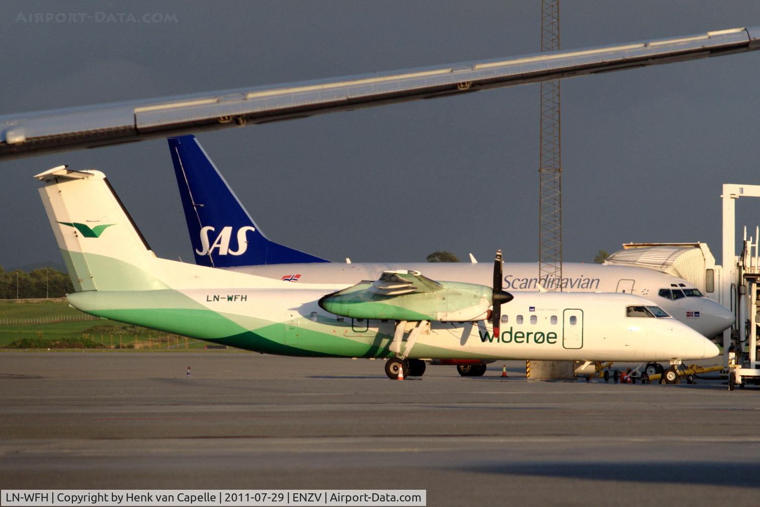 LN-WFH, 1990 De Havilland Canada DHC-8-311 Dash 8 C/N 238, Dash 8 operated by Widerøe Flyveselskap at Stavanger Sola airport, Norway.