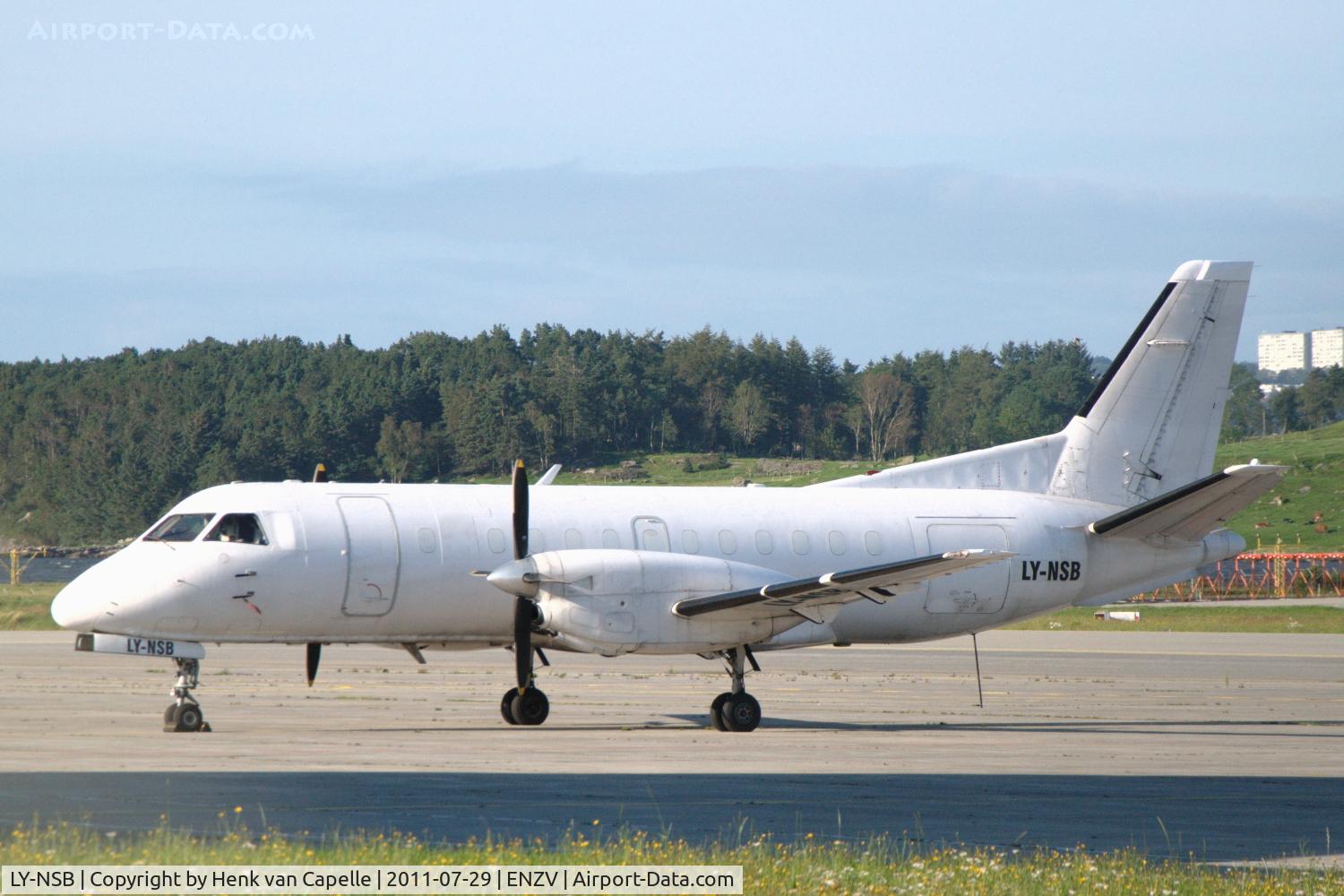 LY-NSB, 1985 Saab-Fairchild SF340(F) C/N 340A-045, Lithuanian Saab 340A freighter at Stavanger Sola airport, Norway.