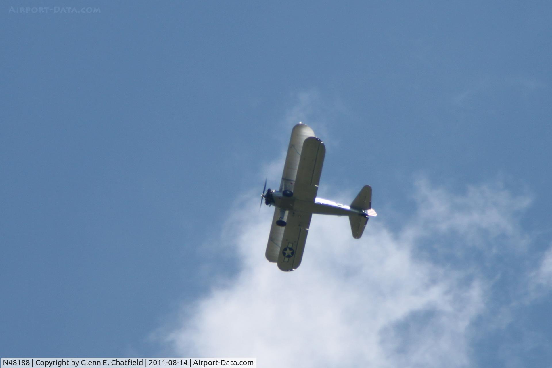 N48188, 1940 Boeing A75N1(PT17) C/N 75-951, Flying over Shueyville, IA