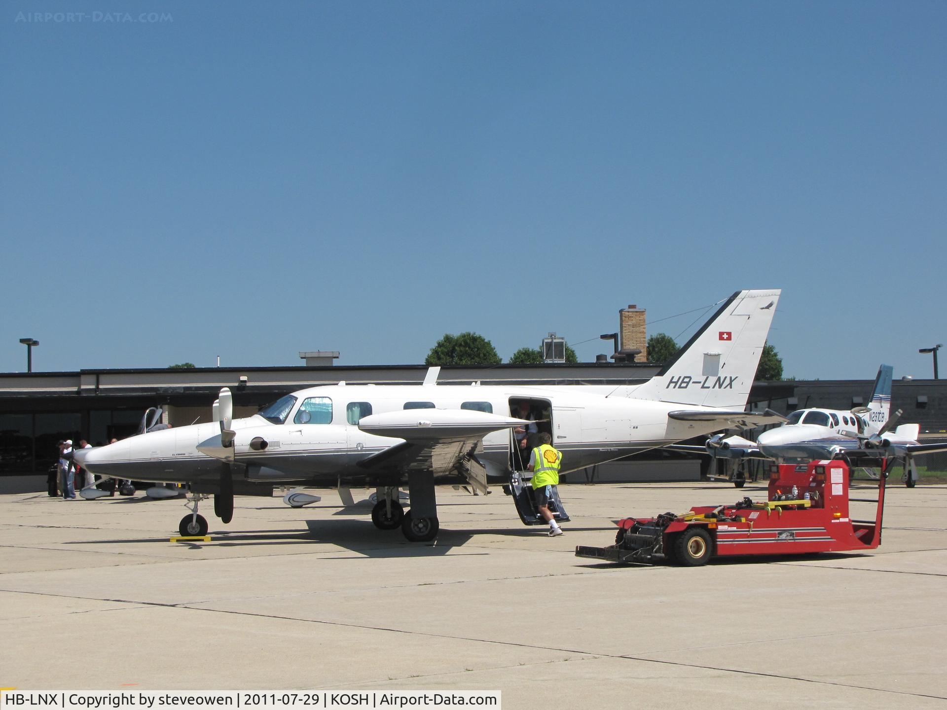 HB-LNX, 1982 Piper PA-31T2 Cheyenne IIXL C/N 31T-8166050, just arrived @ EAA 2011