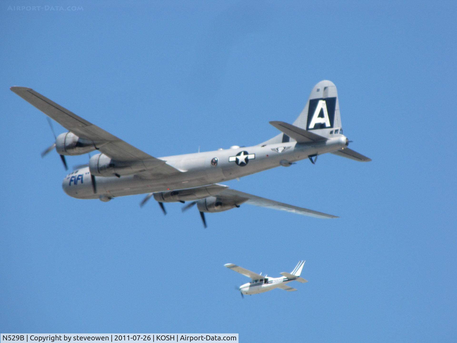 N529B, 1944 Boeing B-29A-60-BN Superfortress C/N 11547, FiFi and  chase plane over EAA 2011,Good to her in the air again