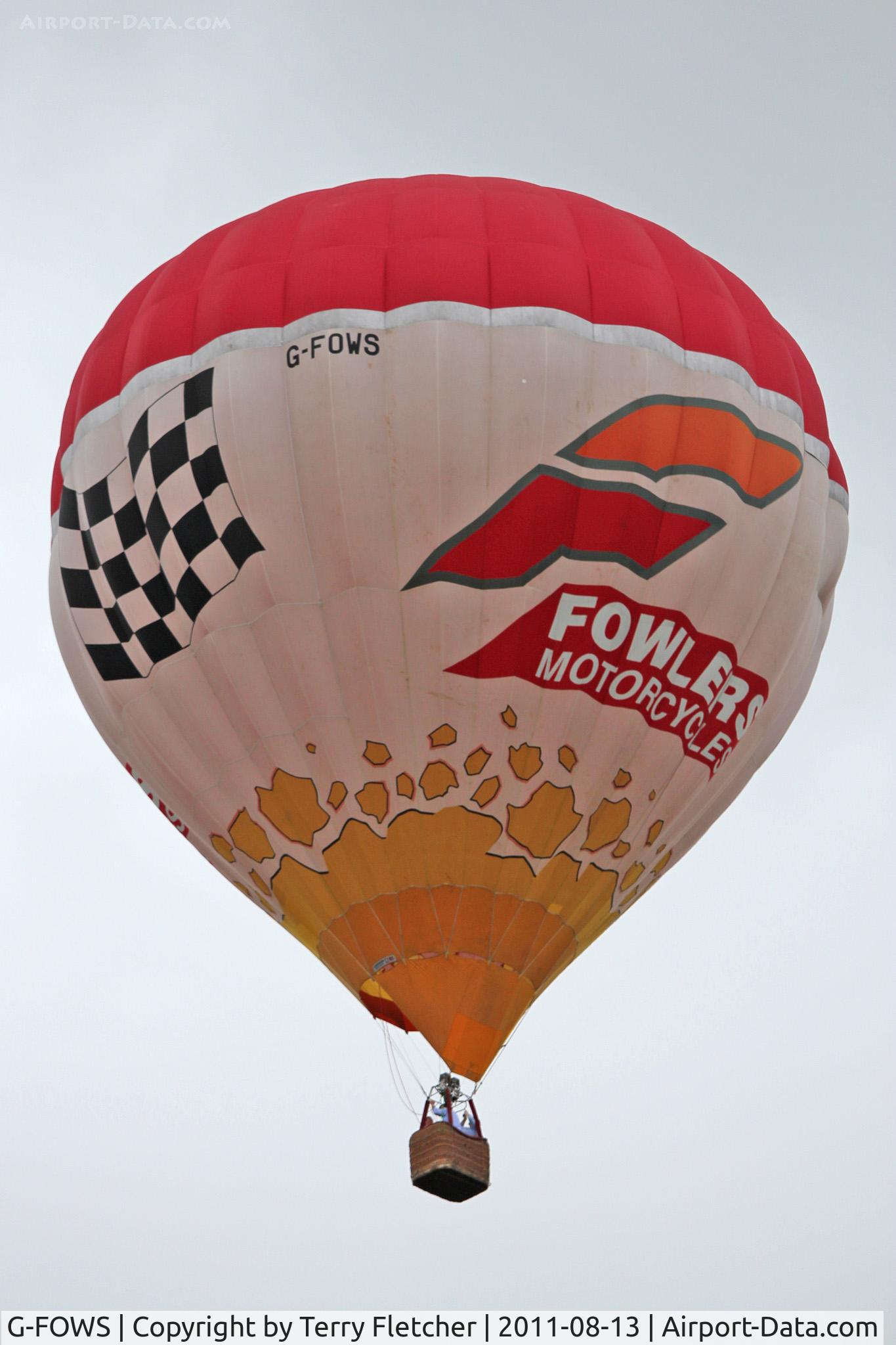 G-FOWS, 1996 Cameron Balloons N-105 C/N 3995, 2011 Bristol Balloon Fiesta