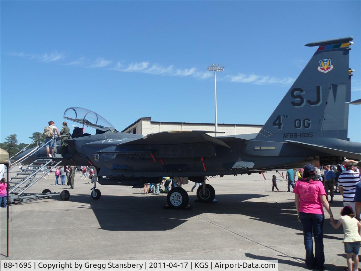88-1695, 1988 McDonnell Douglas F-15E Strike Eagle C/N 1104/E079, 4th OG Commanders aircraft on static display at the 2010 Seymour Johnson open house.