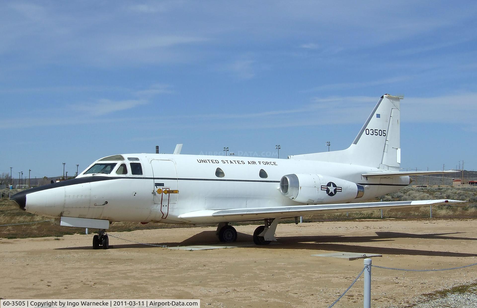 60-3505, 1960 North American CT-39A Sabreliner C/N 265-33, North American CT-39A Sabreliner at the Air Force Flight Test Center Museum, Edwards AFB CA