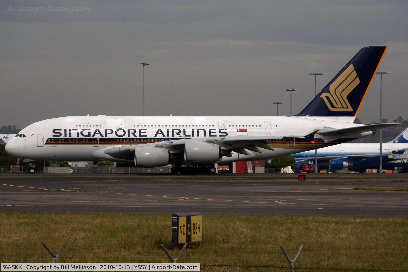 9V-SKK, 2009 Airbus A380-841 C/N 051, on taxi for 34L