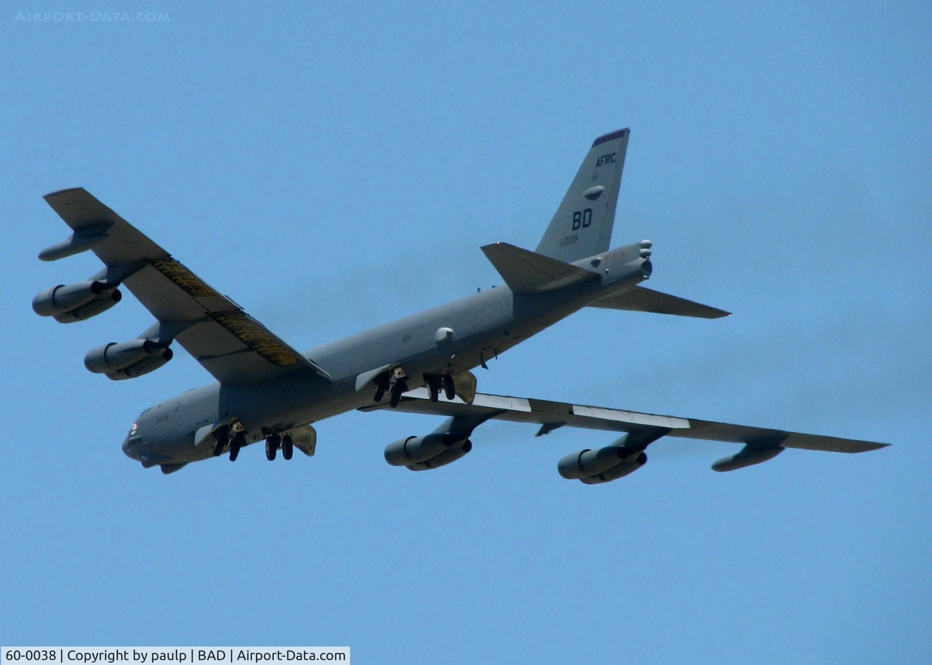 60-0038, 1960 Boeing B-52H Stratofortress C/N 464403, Off of Rwy. 33 at Barksdale Air Force Base.