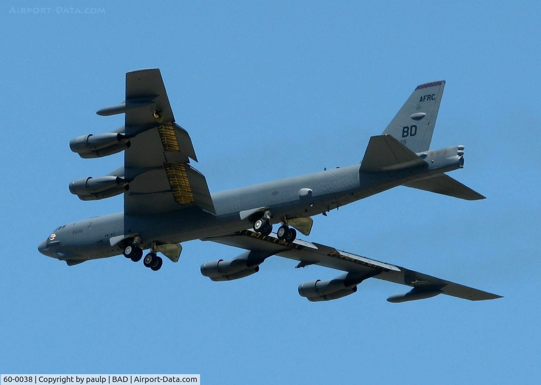60-0038, 1960 Boeing B-52H Stratofortress C/N 464403, Off of Rwy. 33 at Barksdale Air Force Base.