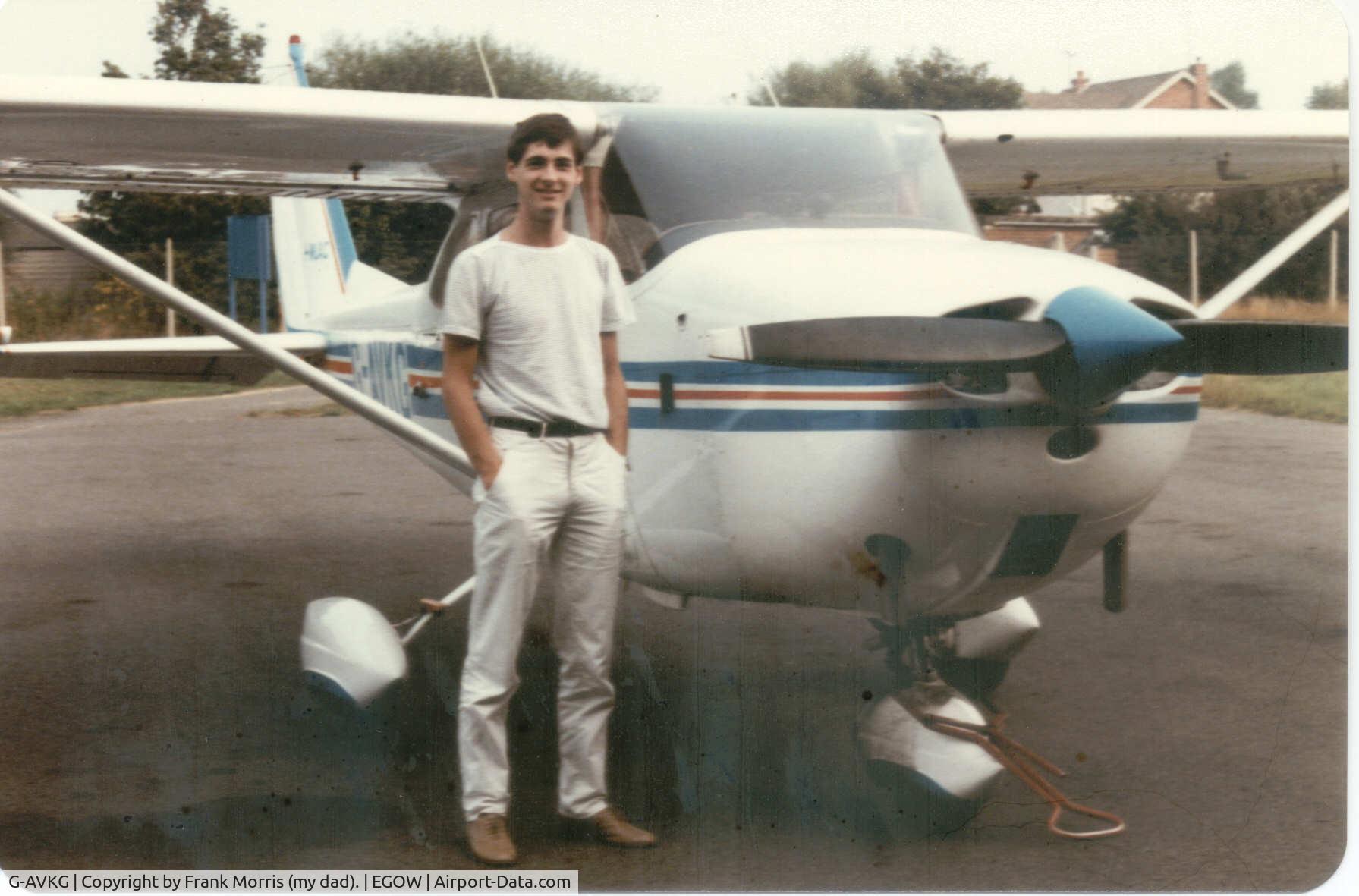 G-AVKG, 1967 Reims F172H Skyhawk C/N 0345, On the occasion of the Tall Ships race (early '80s), we flew G-AVKG from Woodvale to Liverpool docks. That's me in the photo. Serious ceiling limit on that occasion as I remember!