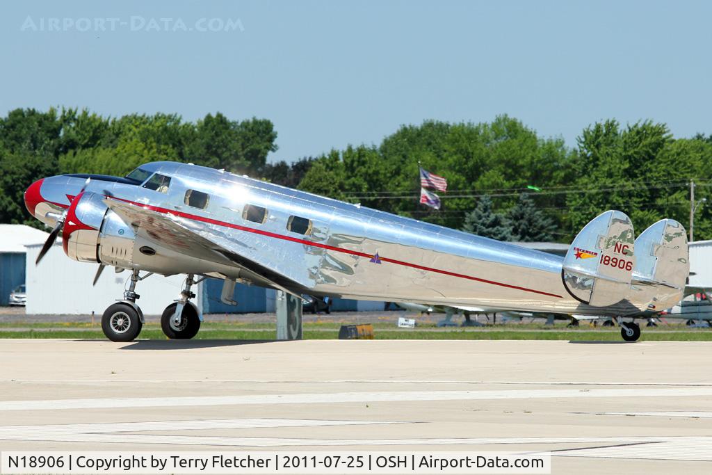 N18906, Lockheed 12A Electra Junior C/N 1277, At 2011 Oshkosh - Lockheed 12A, c/n: 1277 impressed as UC-40D in 1942 as USAF 42-38349- served with RAF as LA621 and spent time on British and French Civil registers