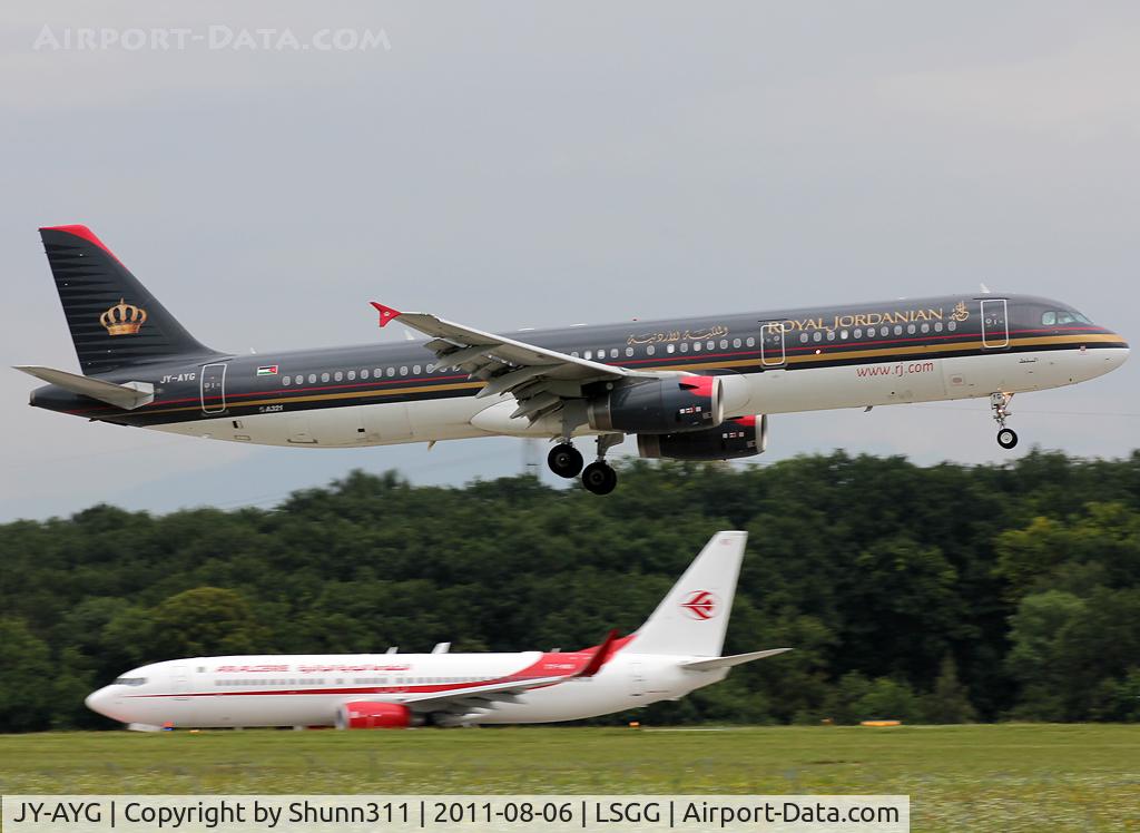 JY-AYG, 2006 Airbus A321-231 C/N 2730, Landing rwy 23