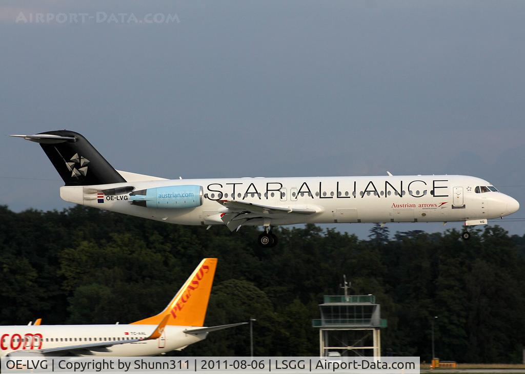 OE-LVG, 1994 Fokker 100 (F-28-0100) C/N 11520, Landing rwy 23