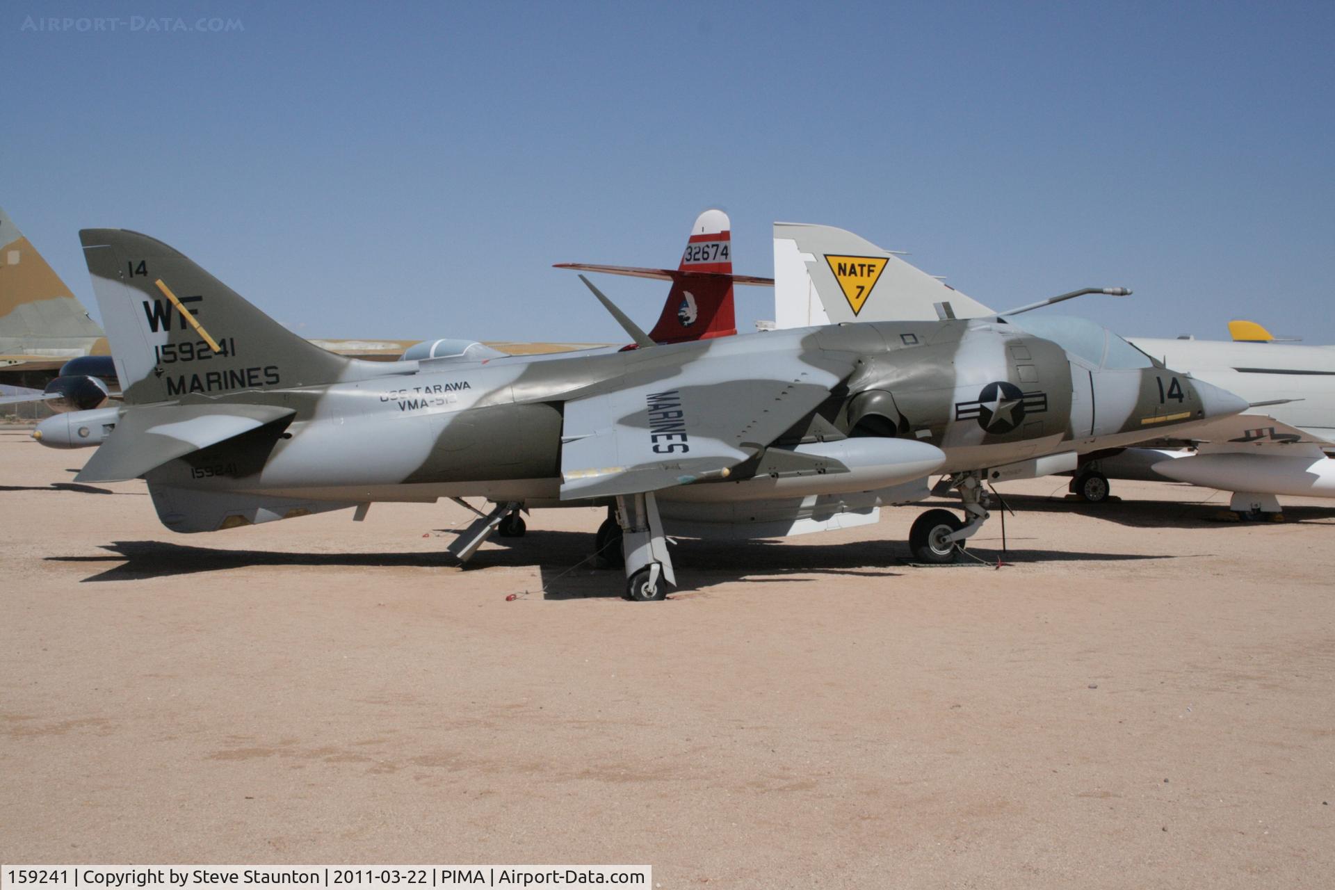 159241, Hawker Siddeley AV-8A Harrier C/N 712172, Taken at Pima Air and Space Museum, in March 2011 whilst on an Aeroprint Aviation tour