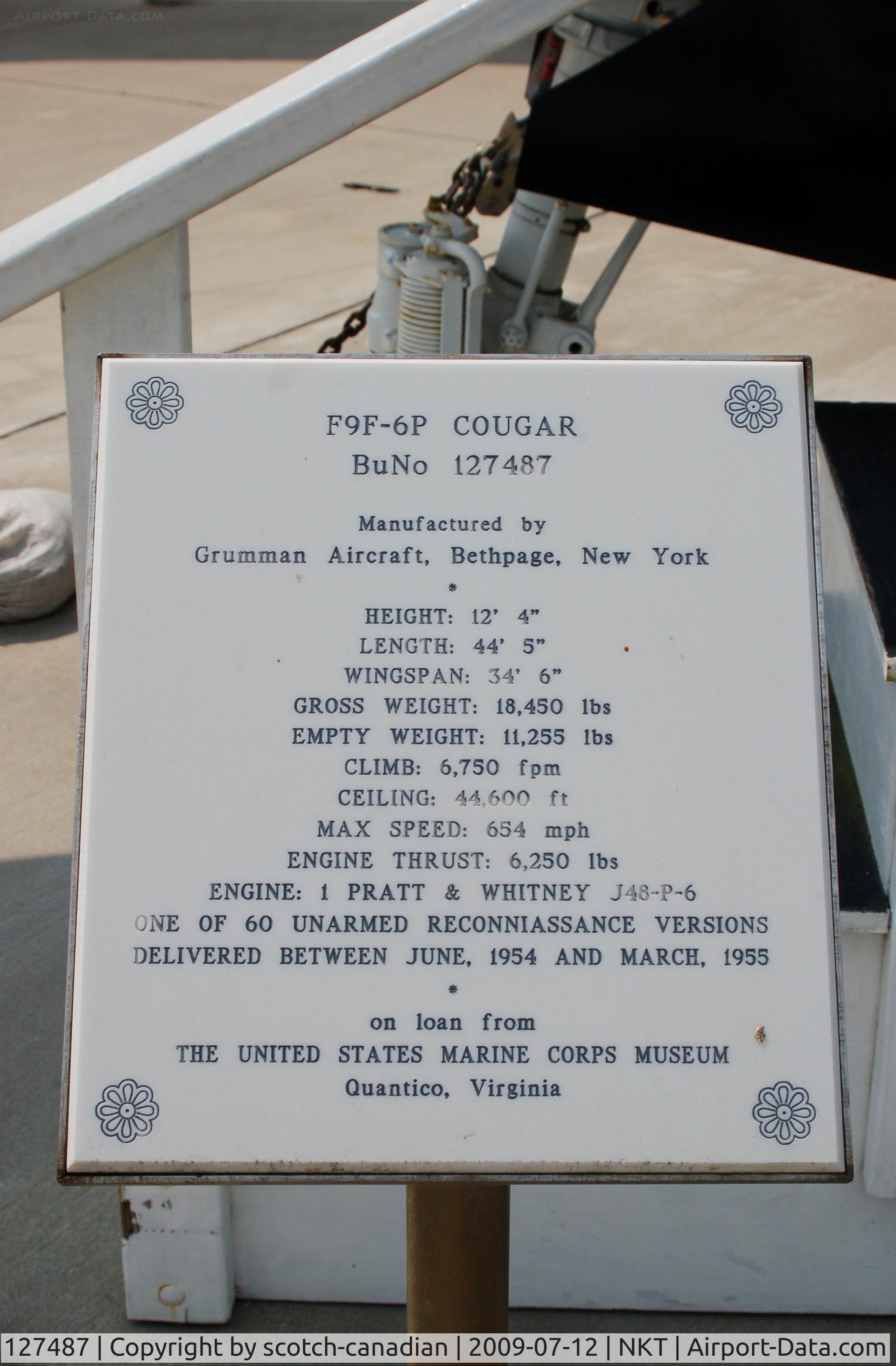 127487, Grumman F9F-6P Cougar C/N Not found 127487, Grumman F9F-6P 