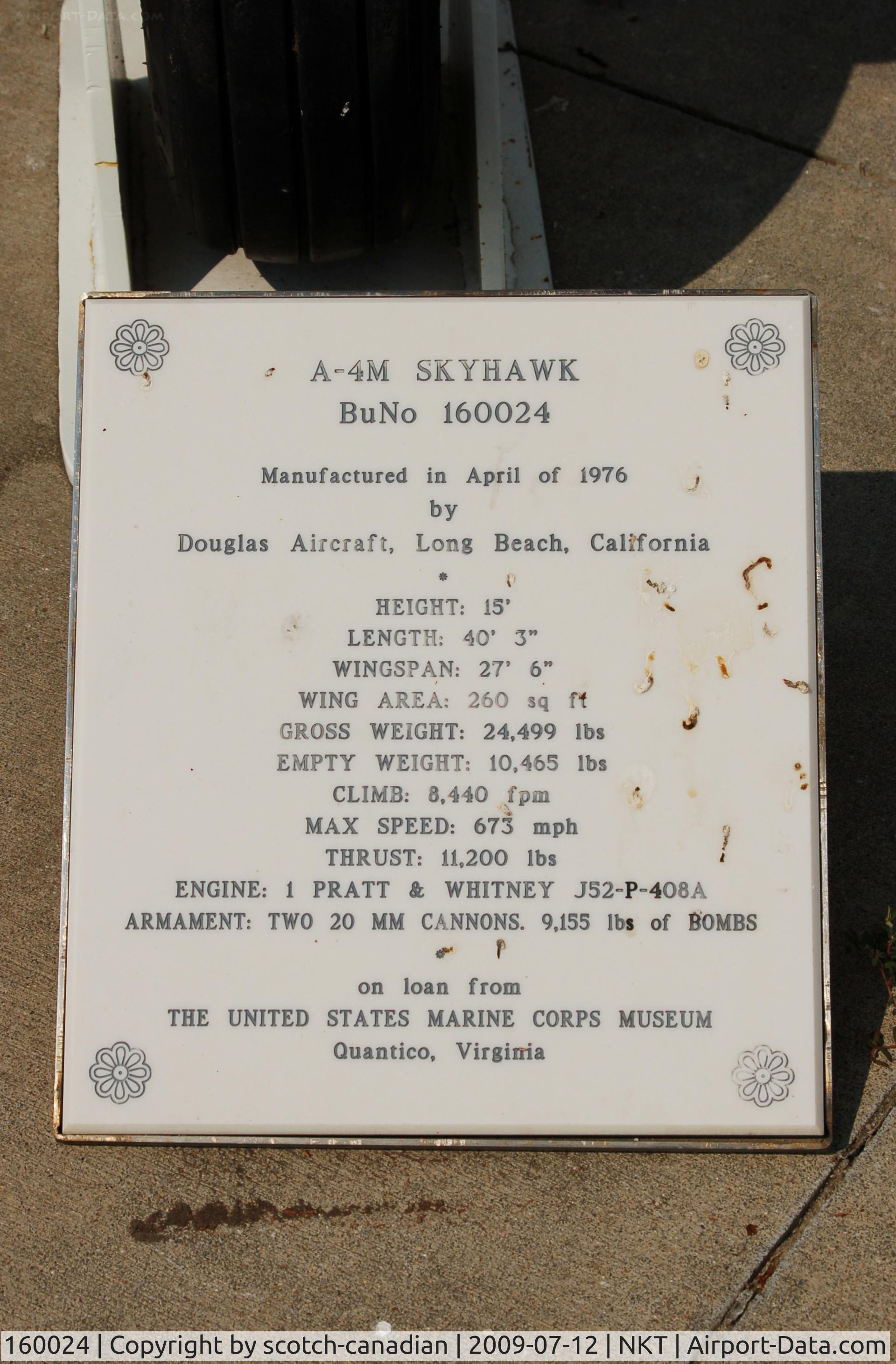 160024, 1976 Douglas A-4M Skyhawk C/N 14526, Douglas A-4M 