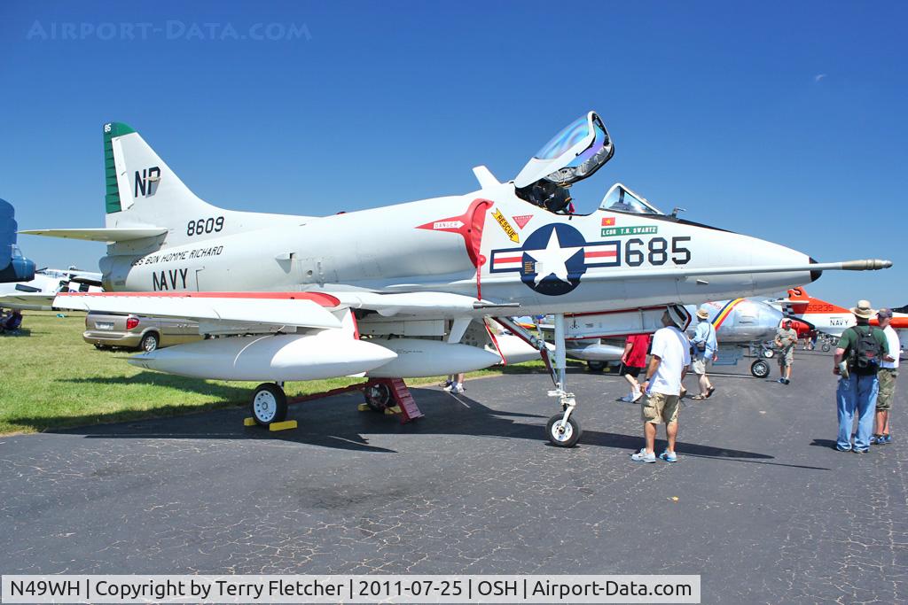 N49WH, 1959 Douglas A-4B Skyhawk C/N 11366, 1959 Douglas/goessling A4-B, c/n: 11366  ex Bu142112    wears false code of Bu148609
at 2011 Oshkosh