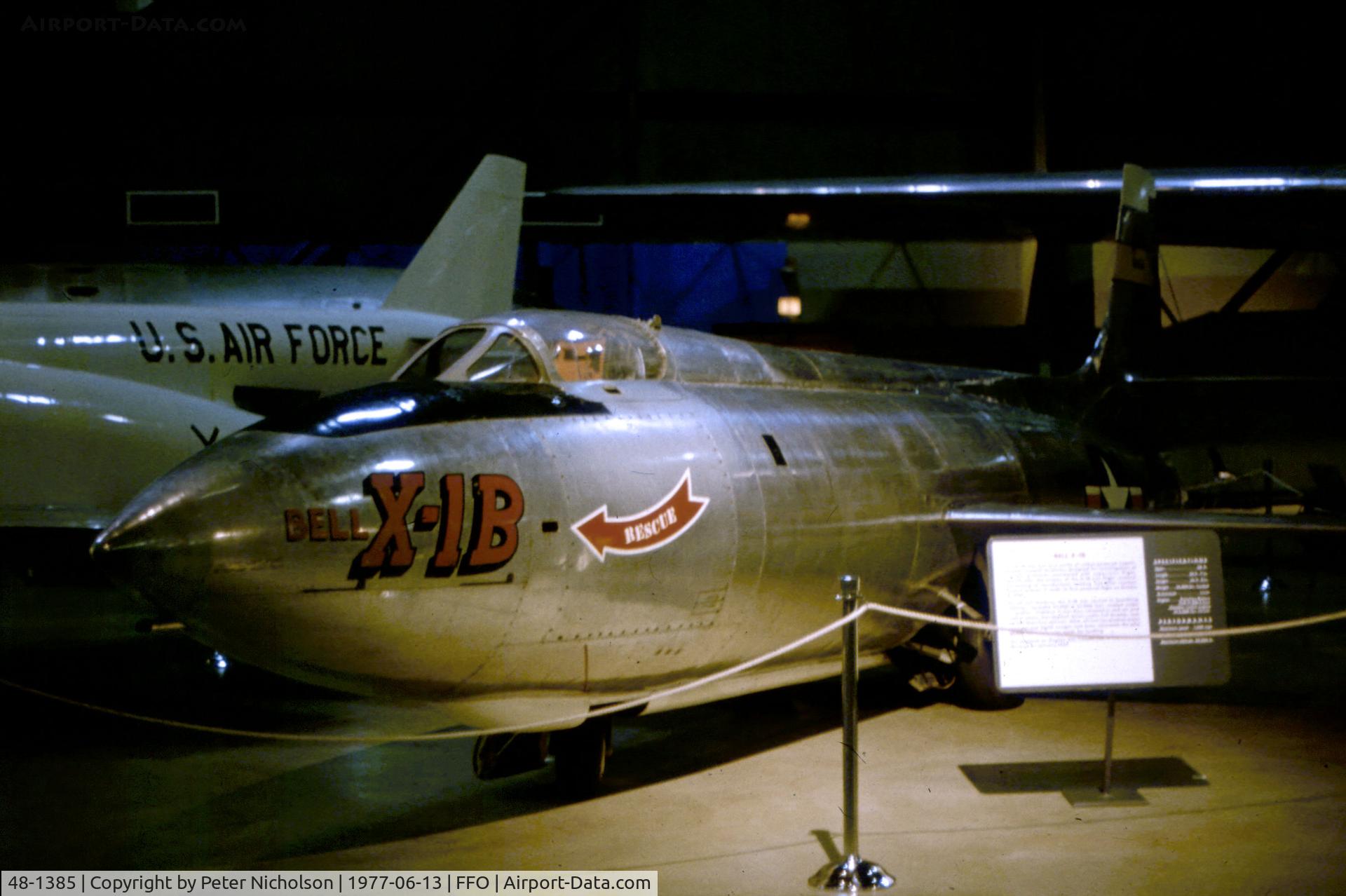 48-1385, 1948 Bell X-1B C/N Not found 48-1385, The Bell X-1B as seen at the USAF Museum in the Summer of 1977.