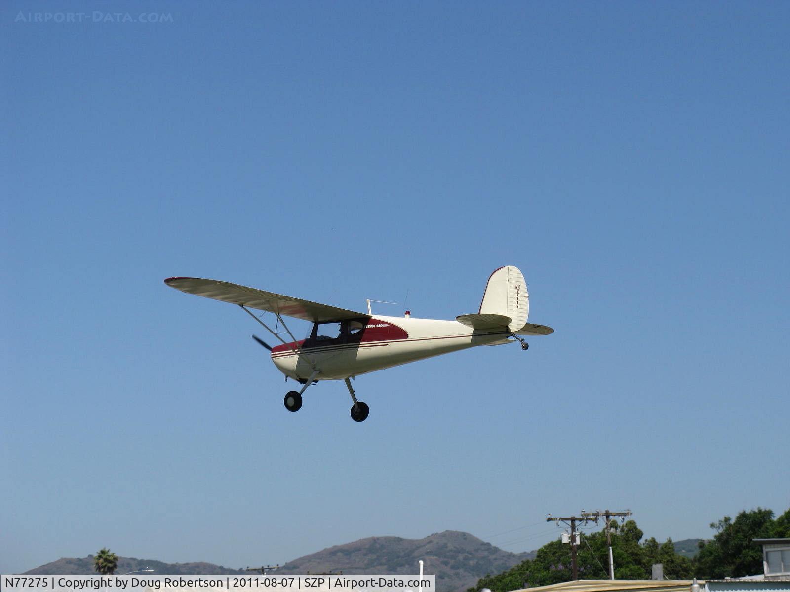 N77275, 1946 Cessna 140 C/N 11488, 1946 Cessna 140, Continental C85 85 Hp, on final Rwy 22