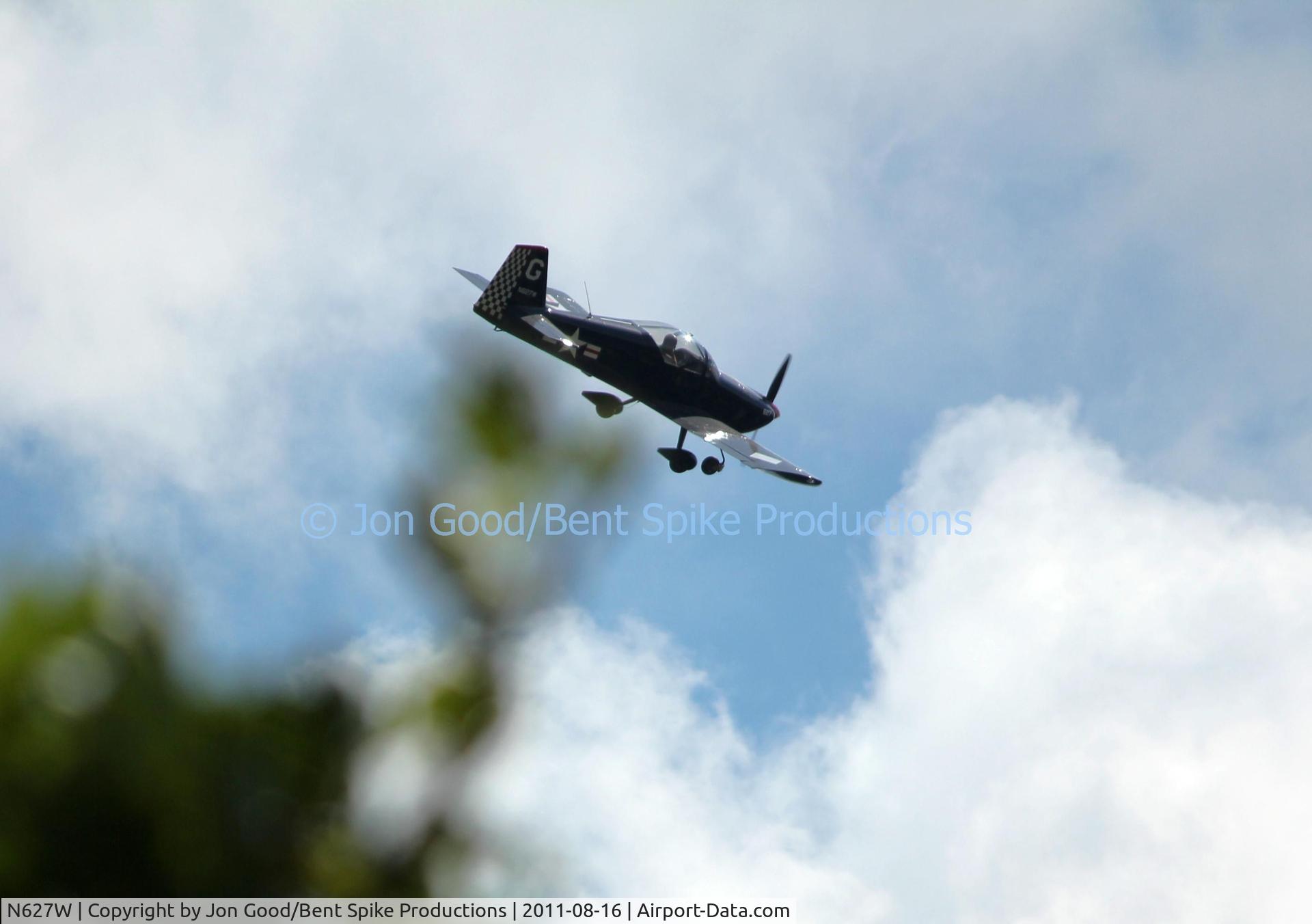 N627W, 1997 Vans RV-6A C/N 23651, Seen flying over 412 N. Main St.  Fall River, WI