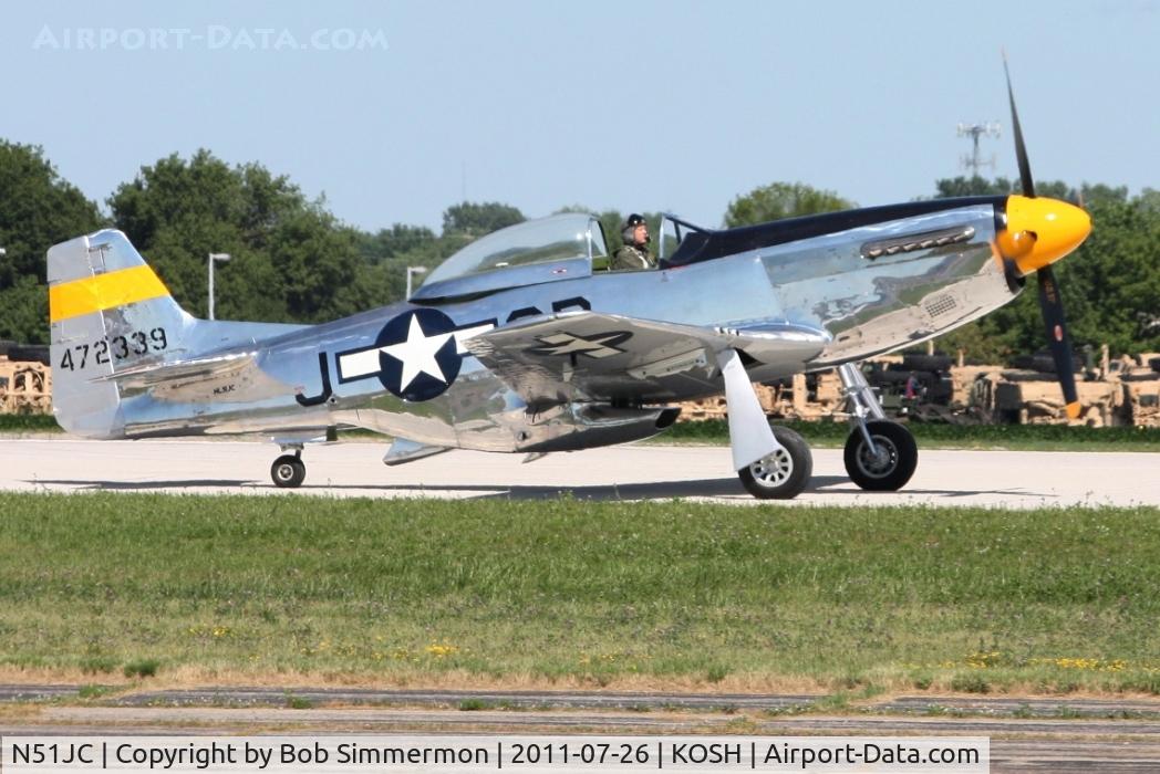 N51JC, 1944 North American P-51D Mustang C/N 122-38798, Departing Airventure 2011.
