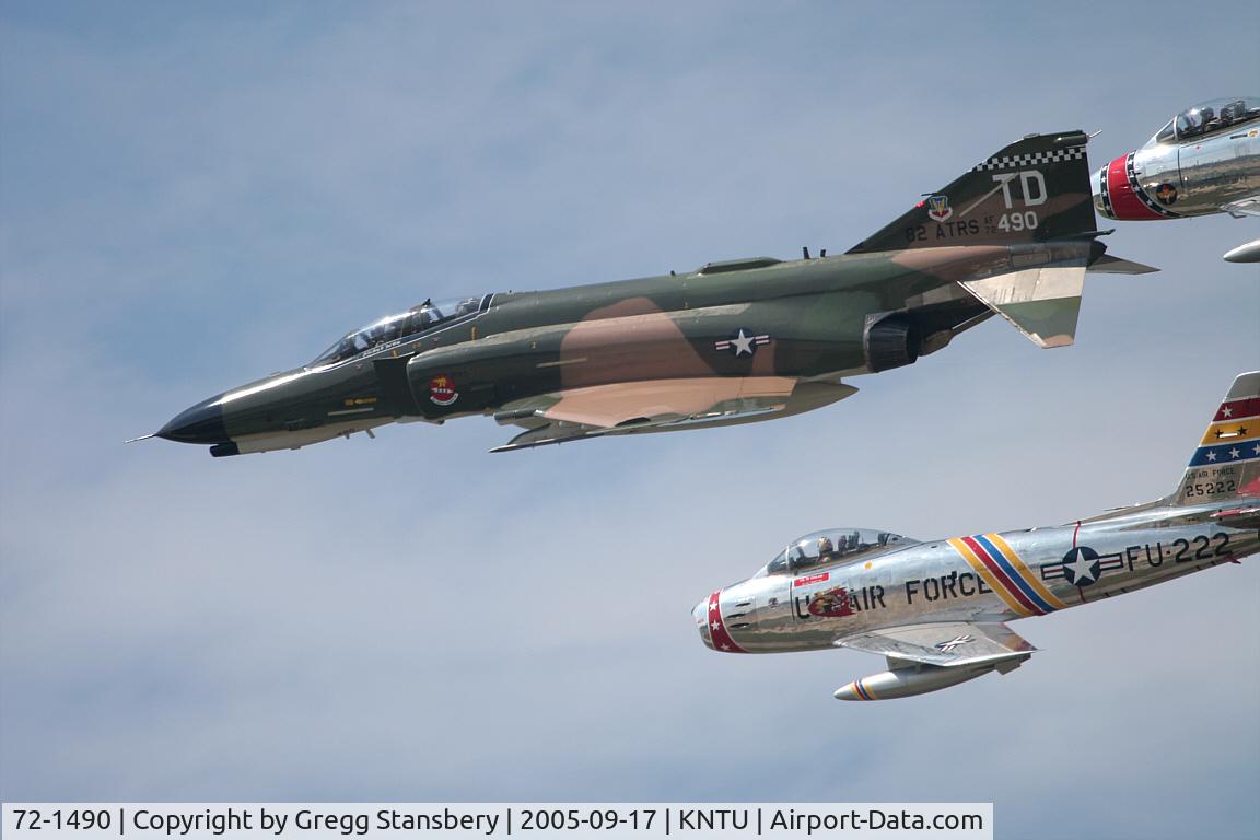 72-1490, 1972 Boeing QF-4E C/N 4469, MDD F-4E in formation with two very shiny F-86s.