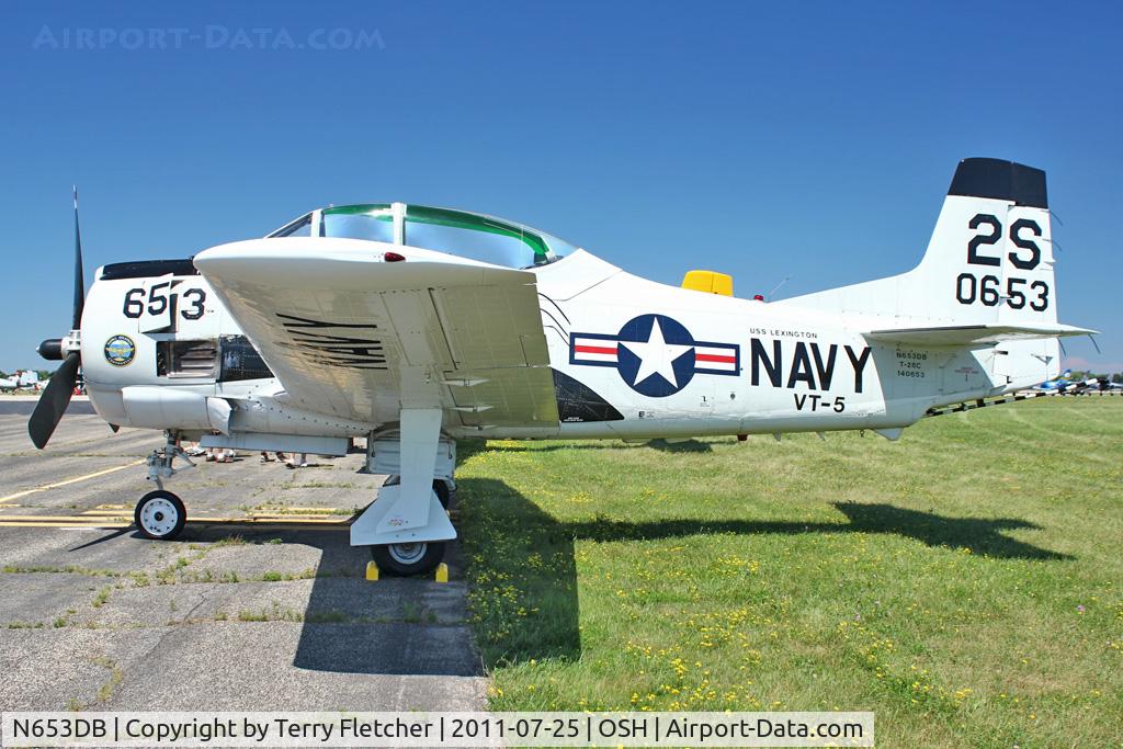 N653DB, 1957 North American T-28C Trojan Trojan C/N 226-230, 1957 North American T-28C, ex BU 140653
at 2011 Oshkosh