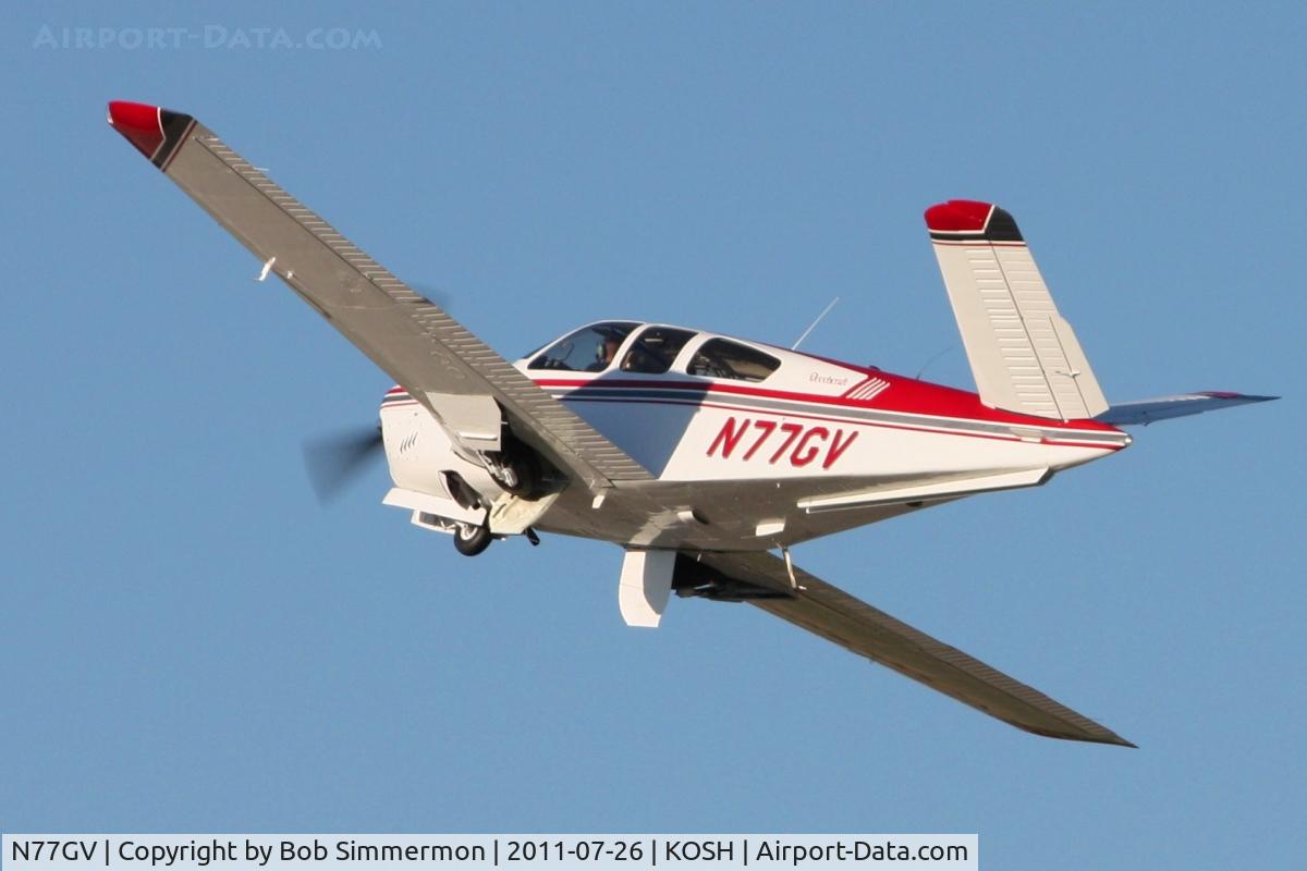 N77GV, 1964 Beech S35 Bonanza C/N D-7693, Departing Airventure 2011.
