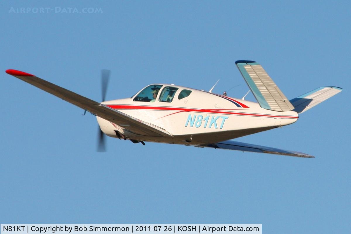 N81KT, 1956 Beech G35 Bonanza C/N D-4652, Departing Airventure 2011.